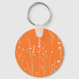 Llavero Patrón Mínimo de Flor Silvestre Naranja Quemada