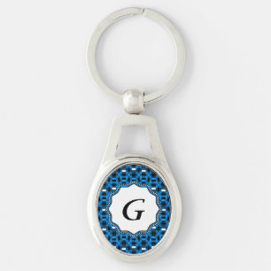 Llavero Patrón moderno de Baviera fresco azul blanco