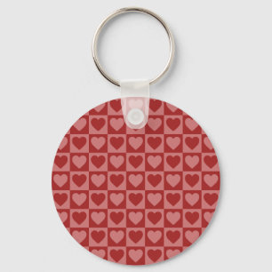 Llavero Patrón moderno retro rojo y rosa del corazón Minim