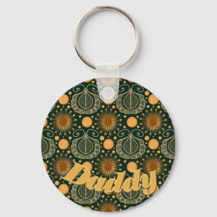 Llavero Patrón Ornamental Boho Dorado Elegante Personaliza