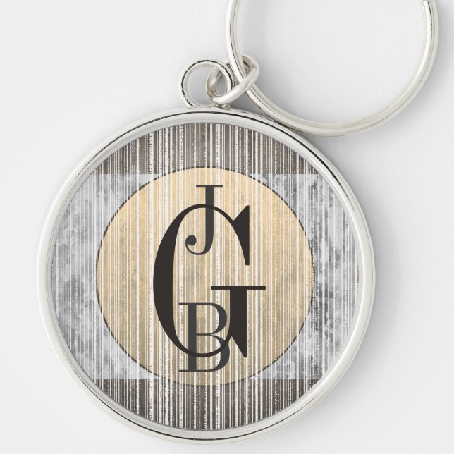 Llavero Patrón oro, mármol gris y rayas (Frente)