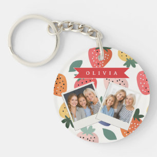 Llavero Patrón Personalizado de Fresa Colorido de Verano