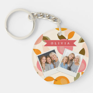 Llavero Patrón Personalizado de Melocotón Lindo Retro de V
