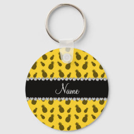 Llavero Patrón personalizado de nombre de piña amarilla