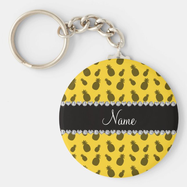 Llavero Patrón personalizado de nombre de piña amarilla (Frente)