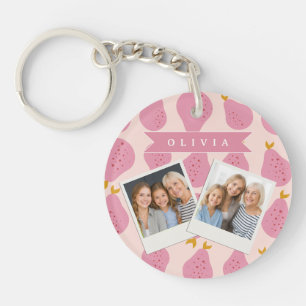 Llavero Patrón Personalizado de Pera Rosa Fruta Monada Fem