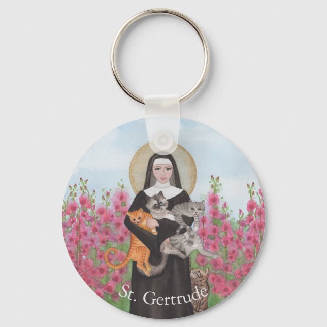 Llavero Patrón personalizado de St Gertrude de la acuarela (Anverso)