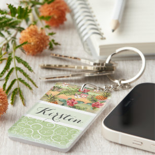 Llavero Patrón personalizado divertido de piña tropical fr