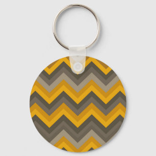 Llavero Patrón Retro Chevron Mostaza Amarillo Gris