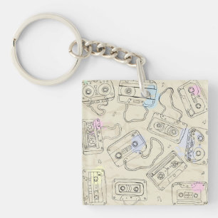 Llavero Patrón Retro de Cinta Mixta de Casete Nostálgico d