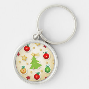 Llavero patrón retro de navidades, cadena de claves