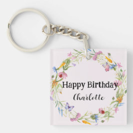 Llavero Patrón rústico floral de mariposa de mariposa cúpu