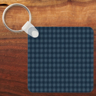 Llavero Patrón rústico gingham azul oscuro y gris sin cost