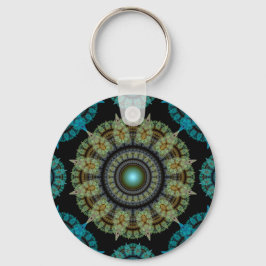 Llavero Patrón sagrado fractal azul verde