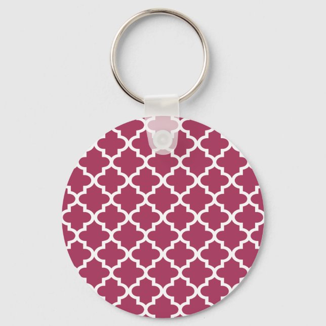 Llavero Patrón Sangria Red Moroccan Tile Trellis (Anverso)