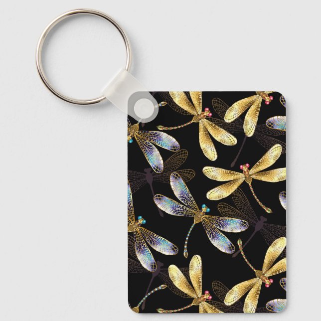 Llavero Patrón sin foco con Dragonflies dorados (Anverso)