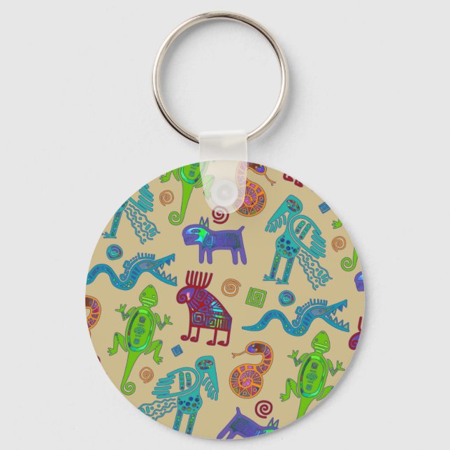 Llavero Patrón tribal primista de cultura africana mexican (Anverso)