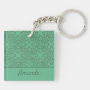 Llavero Patrón verde de menta personalizado