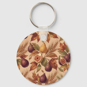 Llavero Patrón vintage de cosecha de otoño con higos peras