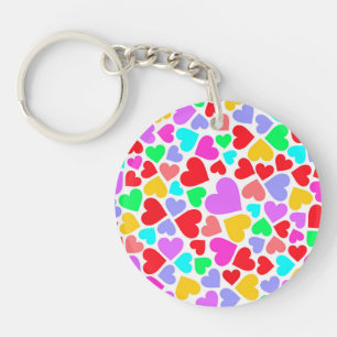 Llavero Patrones de corazones coloridos lindos