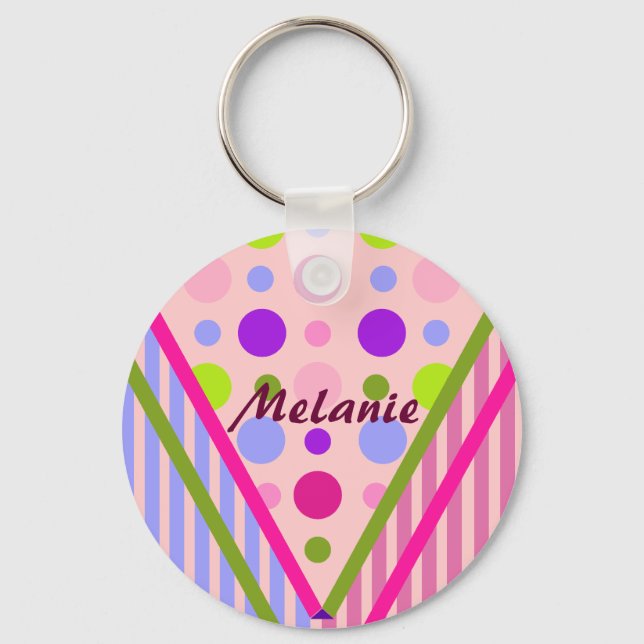 Llavero Patrones de moda de corte Keychain con nombre (Anverso)