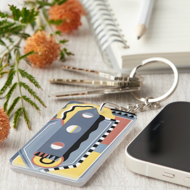 Llavero Patrones geométricos de Jazz Pochoir Art Deco anti (Frente Derecha)