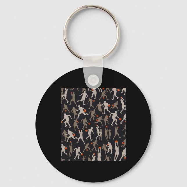 Llavero Patrones negros de la tela de baloncesto (Anverso)