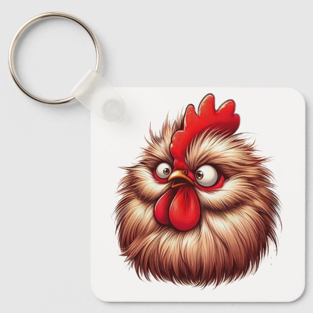 Llavero "Patty Silkie Chicken Face" Aluminum Keychain (Anverso)