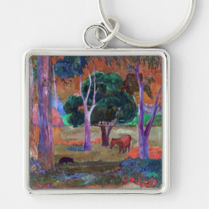 Llavero Paul Gauguin - Paisaje con un cerdo y un caballo