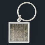 Llavero Pavimento de mosaico del chalet romano en el punto<br><div class="desc">Pavimento de mosaico romano del chalet romano en el jamón bajo, ilustrando la historia de Dido y de Aeneas de Aeneid de Virgil, c.350 ANUNCIO situado en el museo del condado de Somerset, castillo de Taunton, Reino Unido. El pavimento de mosaico del chalet romano en el jamón bajo, ilustrando la...</div>