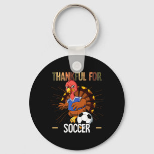 Llavero Pavo de Acción de Gracias Agradecido Por El Fútbol