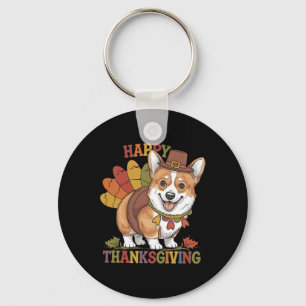 Llavero Pavo de perro Corgi de Acción de Gracias
