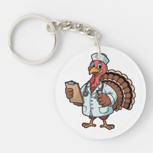 Llavero Pavo en un uniforme de enfermera de quirófano Día
