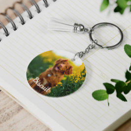 Llavero Paw Print Cookies Light Blue Pattern Monogram