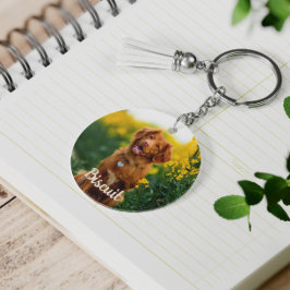 Llavero Paw Print Cookies Light Orange Pattern Monogram