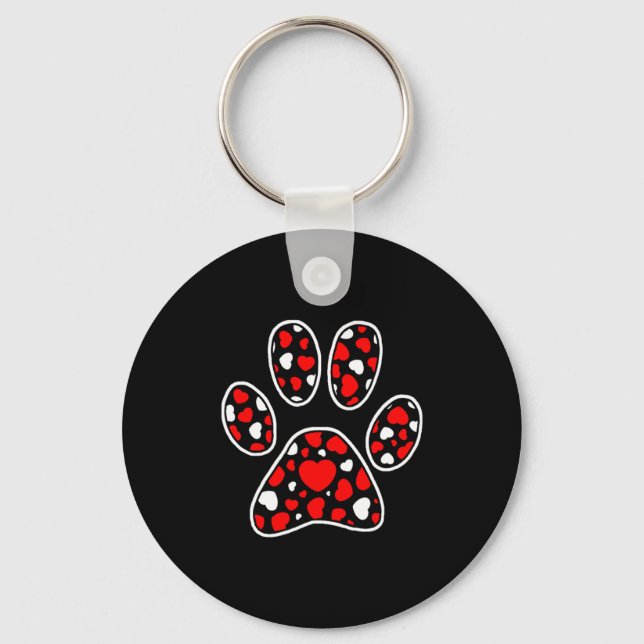 Llavero Paw Print Heart Pattern Valentines Day Cute Dog Pu (Anverso)