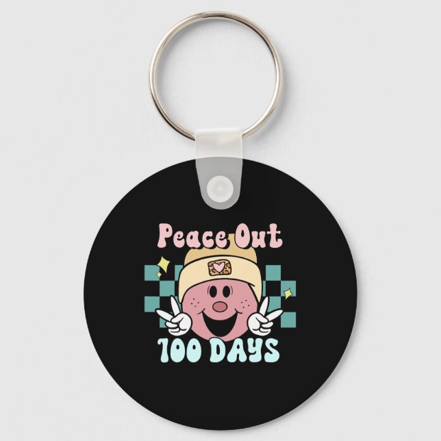 Llavero Paz 100 Días De Sonrisa Escolar Face Retro Groo (Anverso)