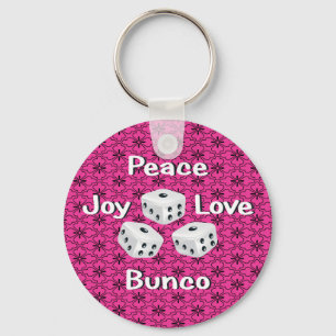 Llavero paz, alegría, amor, bunco