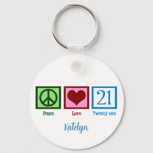 Llavero Paz Amor 21 Personalizado lindo cumpleaños 21