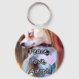 Llavero Paz, amor, adoptar la cadena de claves del perro d