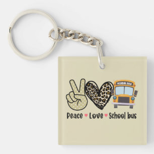 Llavero Paz, amor, autobús escolar