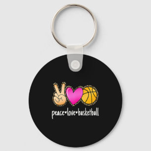 Llavero Paz amor baloncesto estampado de leopardo chicas m