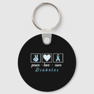 Llavero Paz Amor Cura Cinta Azul Gris Tipo 1 Diabetes A
