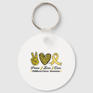 Llavero Paz Amor Cura Conciencia de Cáncer Infantil Leopar