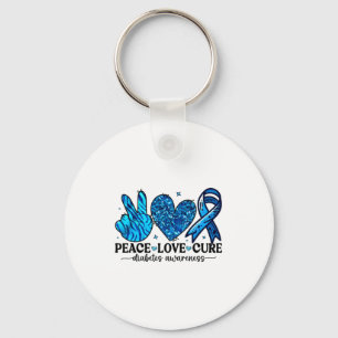 Llavero Paz Amor Cura Conciencia de Diabetes Tipo 1 T1d Ci