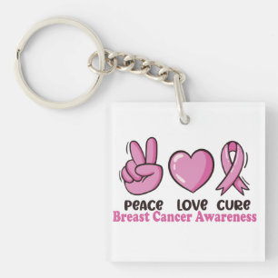 Llavero Paz Amor Cura Cura Cáncer de Mama Sensibilización
