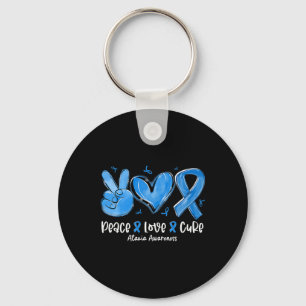 Llavero Paz Amor Cura Listón Azul Concienciación Ataxia 
