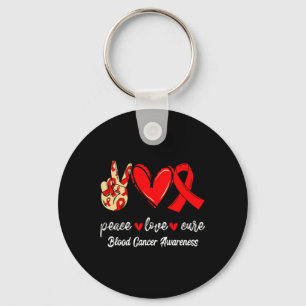 Llavero Paz Amor Curar Cáncer de Sangre Cinta Roja de Conc