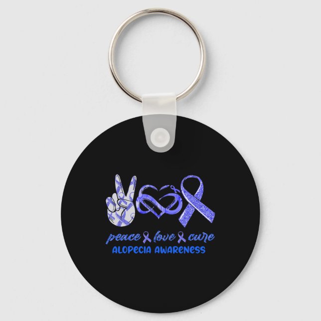 Llavero Paz Amor Cure Alopecia Conciencia (Anverso)