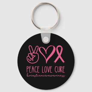 Llavero Paz Amor Cure Cinta Rosa Guerrera Cáncer de Mama